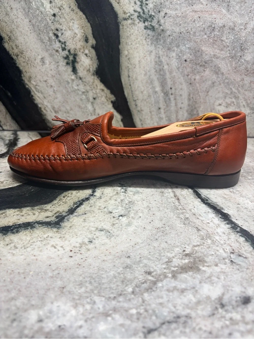 Santoni Genuine Reptile Leather Tassel Loafers Women’s 8 Italy Luxury